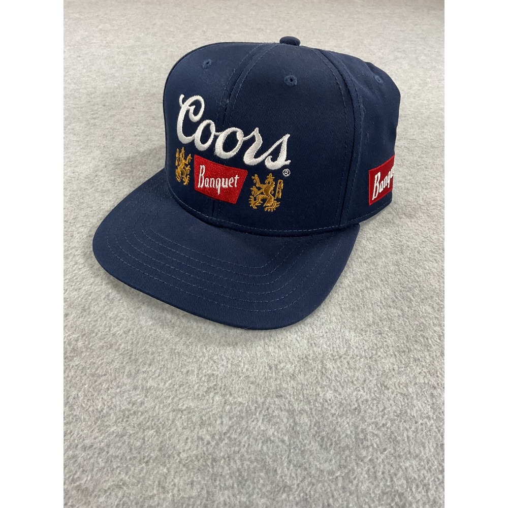Coors Banquet Beer Hat Mens Navy Blue Snapback Embroidered Flat Brim Mad Engine